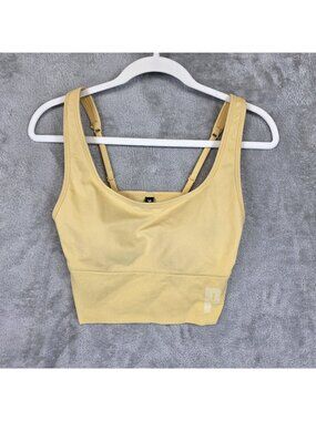 PINK SPORT Sports Bra Womens L Yellow Seamless Longline Adjustable Strap Yoga